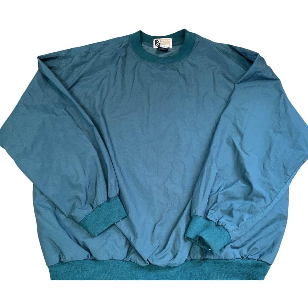 Mens L Vintage Jantzen‎ Golf Windbreaker Green Pullover 100% Nylon Grandpa